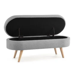 Ottoman Oval Storage Bench, Rubber Wood Legs, Grey(43.5“x16”x16“) 14 Ottoman Oval Storage Bench, Rubber Wood Legs, Grey(43.5“x16”x16“) -Home Furniture Shop 276e7a905b3b4b7183c492f6d3205816