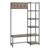 Monarch Specialties I 4511 Bench, Entryway, Hallway, Storage, Organizer, Coat Rack, Hall Tree, Metal, Laminate, Brown, Black, Contemporary, Modern -Home Furniture Shop 278d93841e4142448110cbae34aa00a3