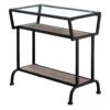 HomeRoots Dark Taupe With Black Coated Metal And Clea Tempered Glass Accent Table 1 HomeRoots Dark Taupe With Black Coated Metal And Clea Tempered Glass Accent Table -Home Furniture Shop 286641e14c73475a95b96d6fd65ab0be