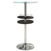 Round Bar Table With Tempered Glass Top And Storage, Black And Chrome-Benzara -Home Furniture Shop 2924099bec3e41a4af09d569b22a1ae2