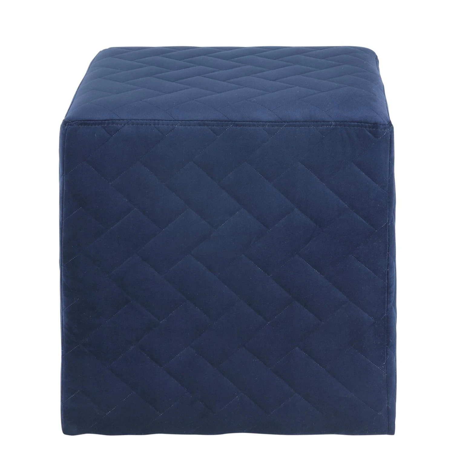 Homezia 17" Navy Velvet Quilted Cube Ottoman 3 Homezia 17" Navy Velvet Quilted Cube Ottoman