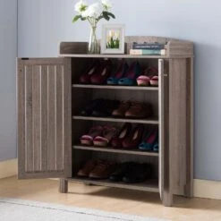 Dark Taupe 4 Interior Shelves Shoe Cabinet Open Top Shelf With Spacious Top -Home Furniture Shop 2b6eb463ceb0427d9e2e5c7e6669b715