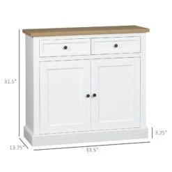 Buffet Cabinet With 2 Storage Drawers, 2 Door Sideboard With Adjustable Shelves, Coffee Bar For Living Room, Entryway, White -Home Furniture Shop 2bdf4b9a60c84856b92dd0de71081d60