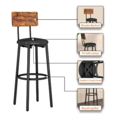 Bar Table Set With 4 Bar Stools PU Soft Seat With Backrest -Home Furniture Shop 2c5d89b60cc646bbbef5bd505f14188f