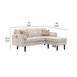 Ranon 70 Inch Sectional Chaise Sofa, USB Charging Port, Side Pocket, Beige-Benzara 11 Ranon 70 Inch Sectional Chaise Sofa, USB Charging Port, Side Pocket, Beige-Benzara -Home Furniture Shop 2e2eccf36427419abc3e17d5e00f498c
