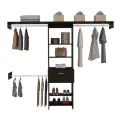 DEPOT E-SHOP Brisk Closet System, One Drawer, Three Metal Rods, Five Open Shelves, Black 18 DEPOT E-SHOP Brisk Closet System, One Drawer, Three Metal Rods, Five Open Shelves, Black -Home Furniture Shop 2e79441a1bf54bccad95429ce3848828