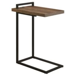 Side Table With Plugin And Cantilever Base, Dark Brown-Benzara