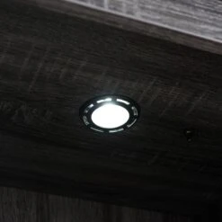 Distressed Grey LED Light Fixture Curio With 2 Glass Shelves, Drawer And Storage Cabinet -Home Furniture Shop 314dd46104724605ac085e8a922589d2