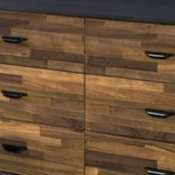 Dresser With 6 Drawers And Butcher Block Pattern, Brown And Gray-Benzara -Home Furniture Shop 31a6c44d8f044dcbbde1bf3182c57c08