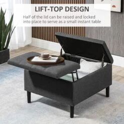 30" Storage Ottoman, Tufted Fabric Upholstered Square Coffee Table With Lift Top, Accent Footrest Footstool For Living Room, Dark Grey -Home Furniture Shop 329beb3b6be34e0dbeca30d3f2d60ea6