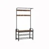 BreeBe Rustic Brown Hall Tree With Shoe Bench -Home Furniture Shop 34a8ce3afef6419ca15dd163f28fcc9e