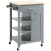 Grey Kitchen Cart, Rolling Kitchen Island Cart On Wheels, Rubber Wood Tabletop, Serving Utility Trolley Cart, Grey -Home Furniture Shop 34b3639ff3754a1e9eaf3df3b1a354e4