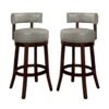 Shirley Contemporary 29" Barstool With Pu Cushion, Gray Finish, Set Of 2-Benzara
