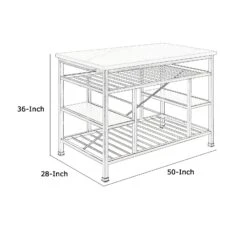 Marble Top Metal Kitchen Island With 2 Slated Shelves, Gray And White-Benzara 11 Marble Top Metal Kitchen Island With 2 Slated Shelves, Gray And White-Benzara -Home Furniture Shop 356cb524f4944d81821add5268b264bb