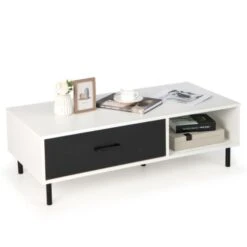 Modern 2-Tier Coffee Table Accent Cocktail Table With Storage