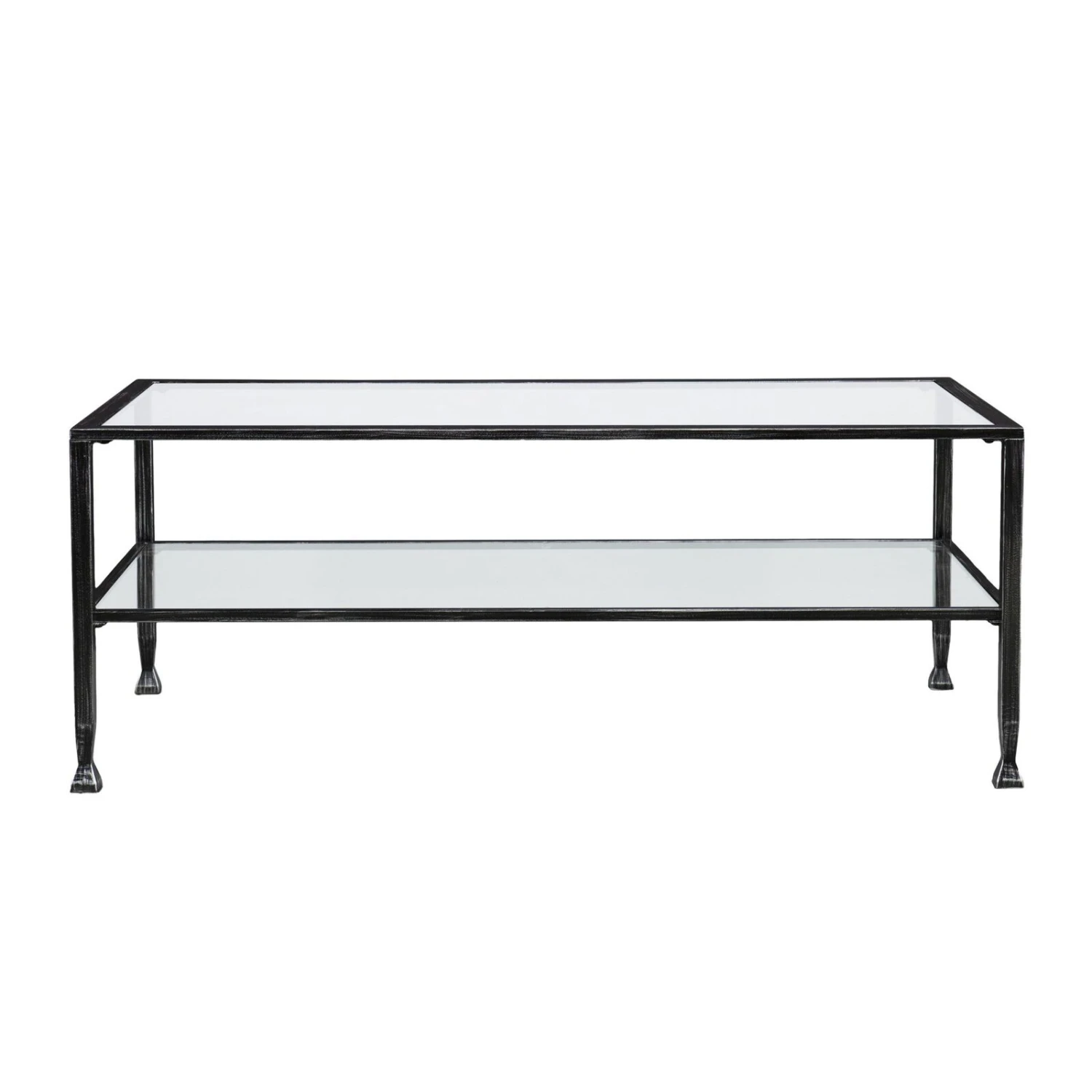 Homezia 48" Black Glass And Metal Rectangular Coffee Table 3 Homezia 48" Black Glass And Metal Rectangular Coffee Table