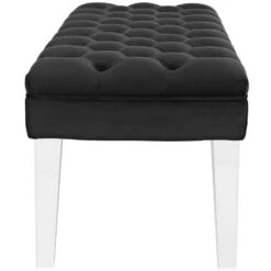 Valet Velvet Bench, Black-Benzara -Home Furniture Shop 36a1bb1a75824bcba5566feb51e82a3b
