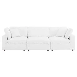 Commix Down Filled Overstuffed Vegan Leather 3-Seater Sofa