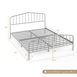 Queen Size Metal Bed Frame Steel Slat Platform -Home Furniture Shop 371b266863f94468b85e1745a3783b36
