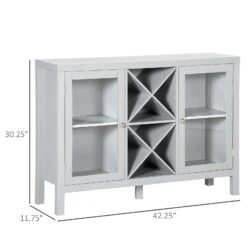 Modern Sideboard Buffet With Wine Rack, Buffet Cabinet With 2 Door Cabinet, 2 Open Shelves And Countertop For Dining Room, Buffet Table, Grey -Home Furniture Shop 37d1403f51184d4bb25da4dff7d8c37f