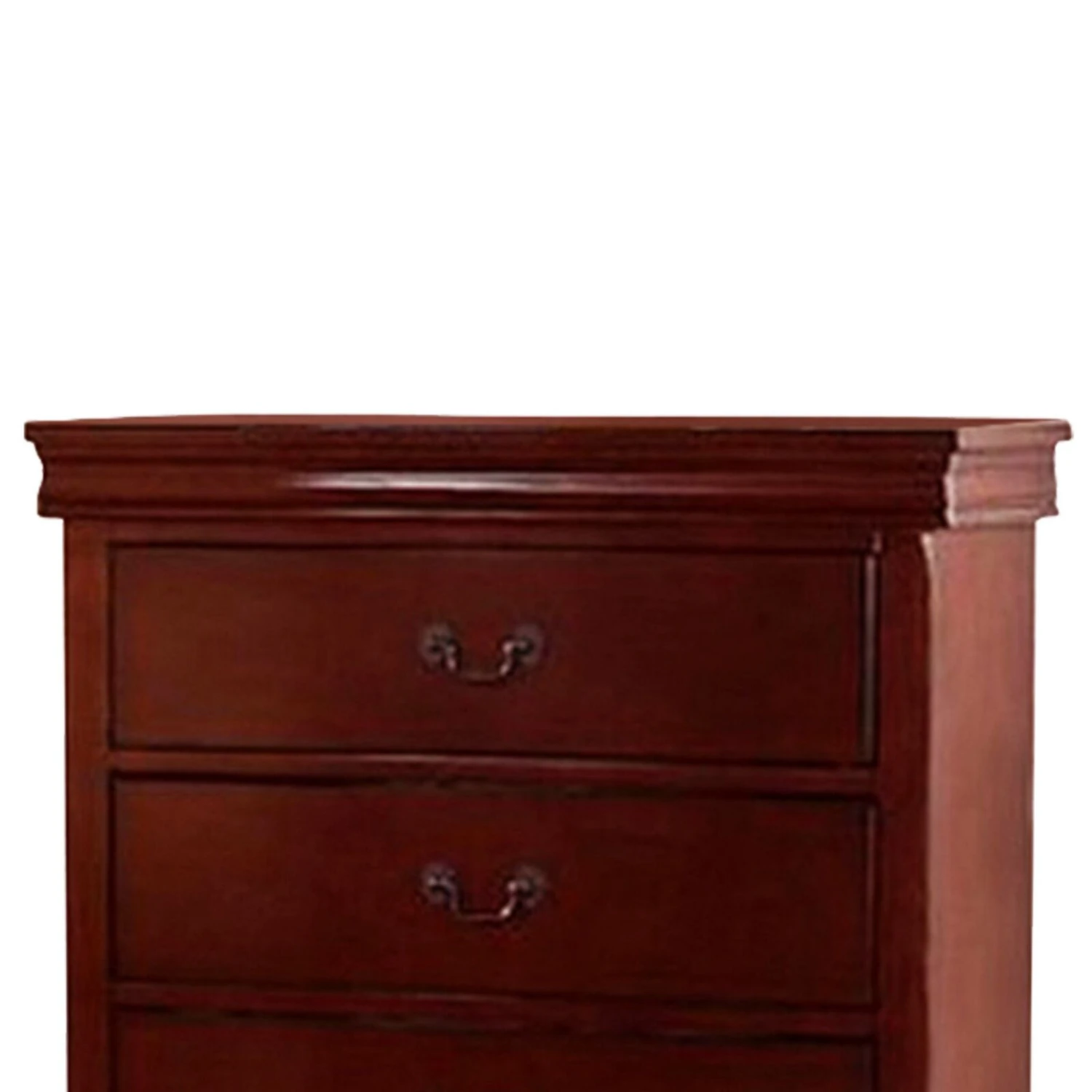Traditional Style Wooden Chest With Five Drawers, Cherry Brown-Benzara 4 Traditional Style Wooden Chest With Five Drawers, Cherry Brown-Benzara - Image 2