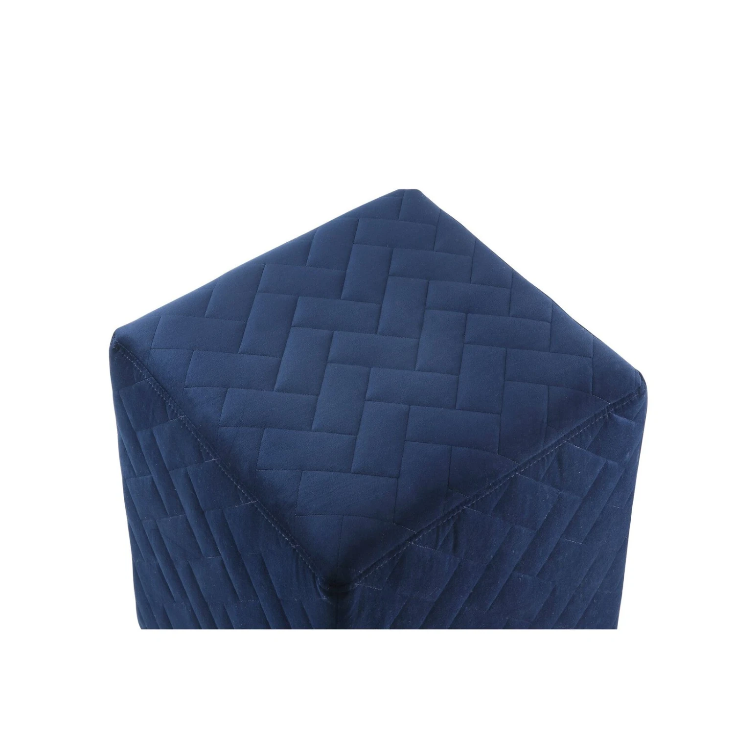 Homezia 17" Navy Velvet Quilted Cube Ottoman 7 Homezia 17" Navy Velvet Quilted Cube Ottoman - Image 5