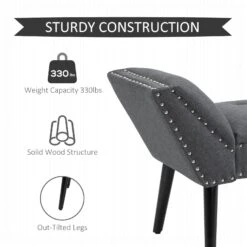 Modern Button Tufted Sitting Bench/Accent Fabric Upholstered Ottoman For Bedroom Or Living Room Charcoal Grey -Home Furniture Shop 3aea6465518642e0b62d222112323c5d