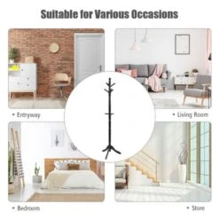 Entryway Height Adjustable Coat Stand With 9 Hooks -Home Furniture Shop 3b9768ce58124475baf9839bda1d6763