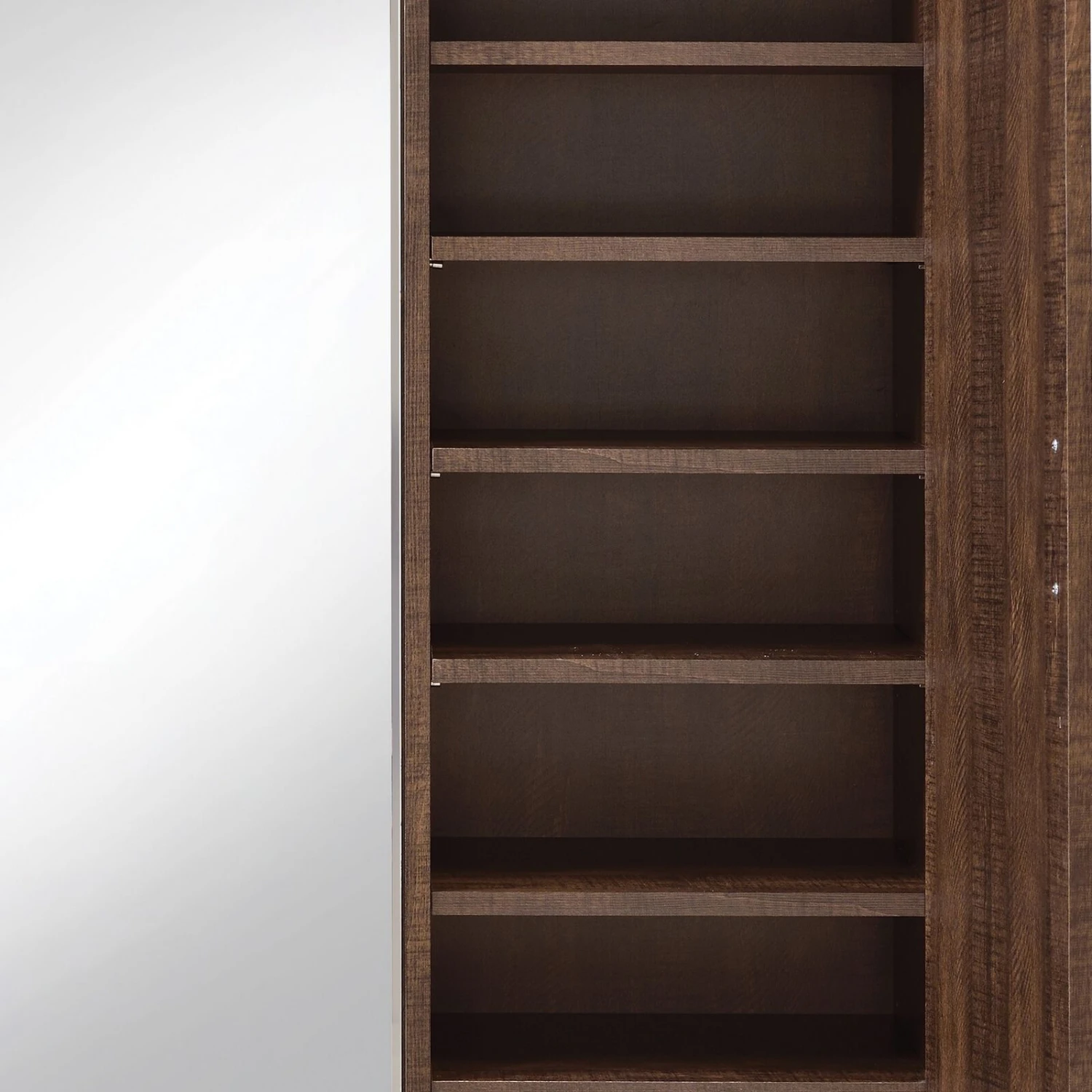 Mirrored Wooden Hall Tree With 1 Door And 1 Drawer, Brown And Silver-Benzara 6 Mirrored Wooden Hall Tree With 1 Door And 1 Drawer, Brown And Silver-Benzara - Image 4