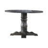Wooden Round Dining Table With Heavy Pedestal Feet, Weathered Gray-Benzara -Home Furniture Shop 3e930dfdac164609a190d2dc86bd4191