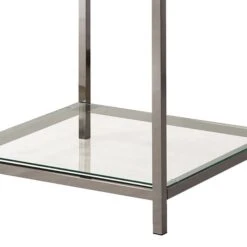 Glass Top End Table With Metal Frame And Open Shelf, Silver-Benzara -Home Furniture Shop 403d518bb1ea427bb4082d3407fe3749