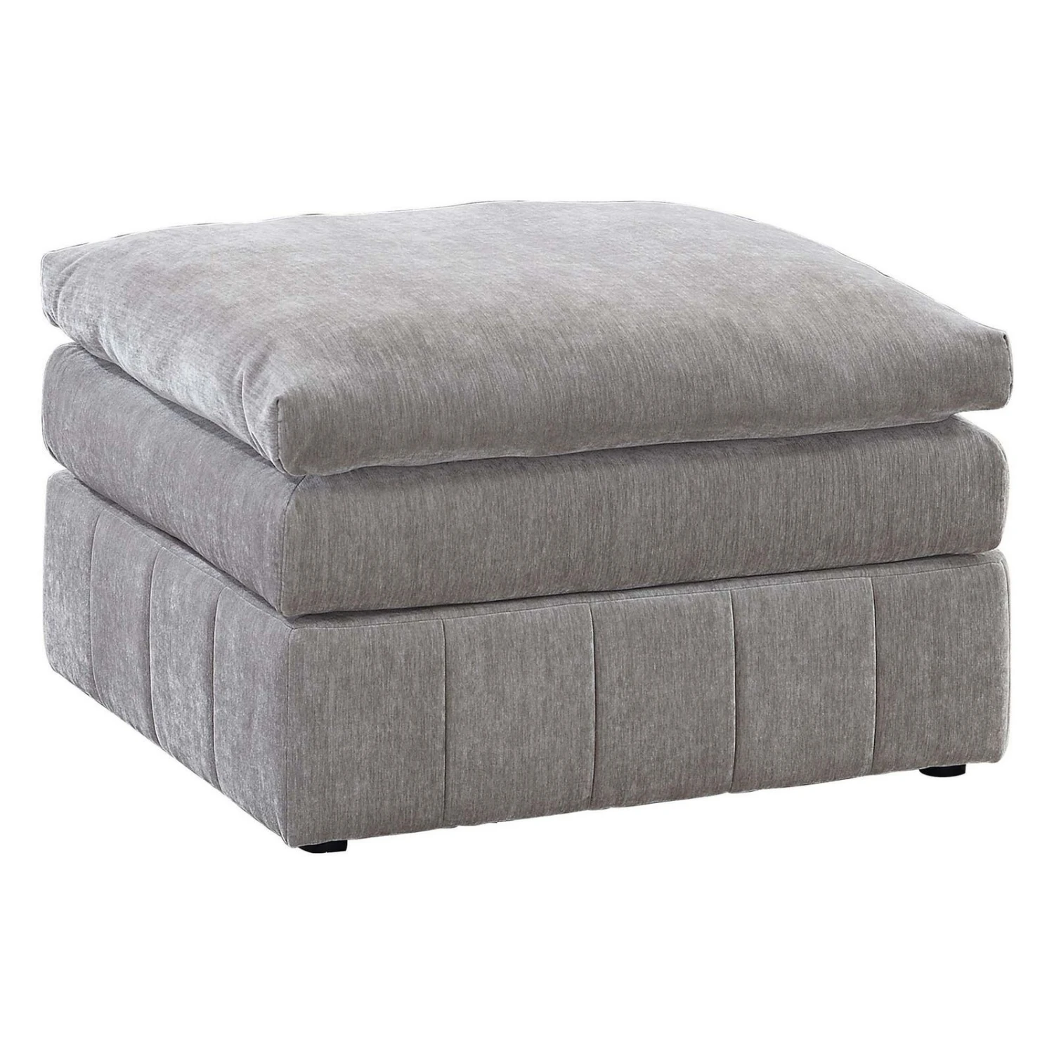 Luna 33 Inch Modular Ottoman, Three Layer Plush Cushioned Seat, Gray-Benzara 3 Luna 33 Inch Modular Ottoman, Three Layer Plush Cushioned Seat, Gray-Benzara