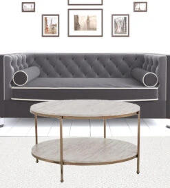 Homezia 33" White Solid Manufactured Wood And Metal Square Coffee Table -Home Furniture Shop 40e97ce8d1444f0aba0080dc7517e59c