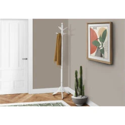 Monarch Specialties I 3057 Coat Rack, Hall Tree, Free Standing, 6 Hooks, Entryway, 72"H, Bedroom, Wood, White, Contemporary, Modern -Home Furniture Shop 410c0c1b88904864b947940d76365434
