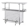 Bar Table With Faux Marble And Chrome Finish, White And Silver- Benzara -Home Furniture Shop 41250012045a4a7c8a0a9768c651338c