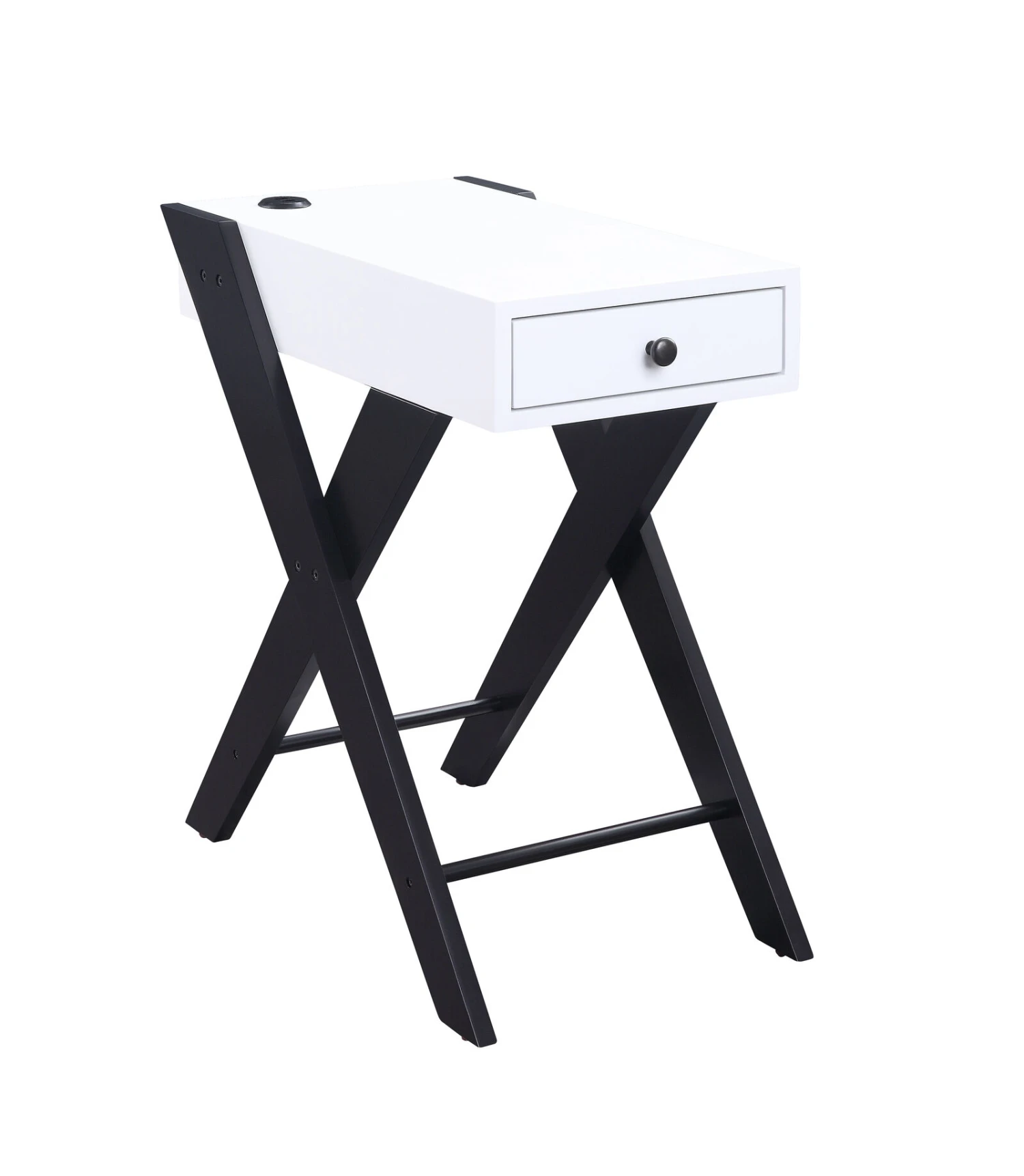ACME Fierce Accent Table W/USB, White & Black 3 ACME Fierce Accent Table W/USB, White & Black