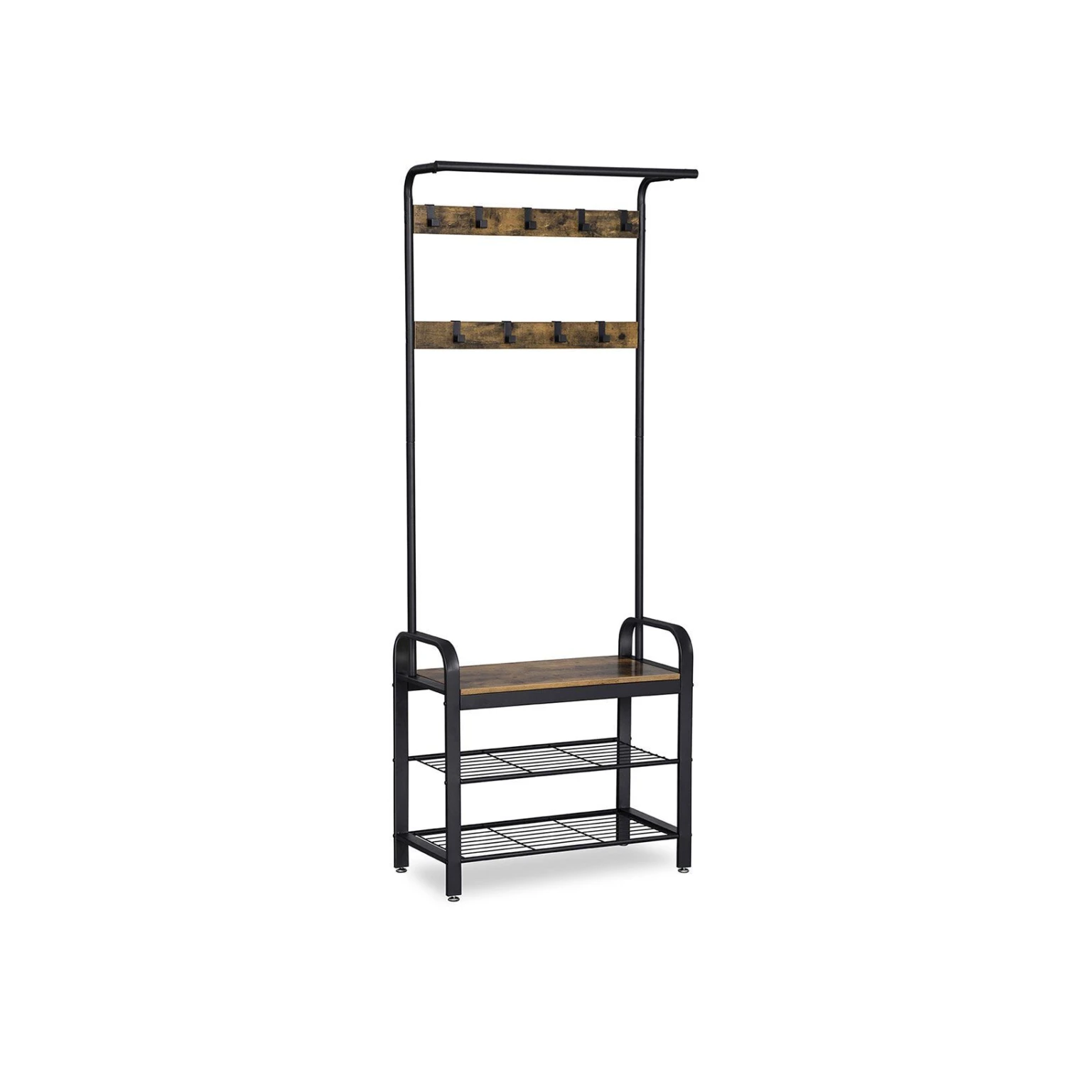 BreeBe Industrial Coat Rack With Bench For Entryway 3 BreeBe Industrial Coat Rack With Bench For Entryway