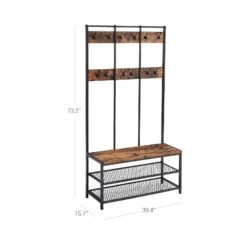 BreeBe Industrial Brown Large Storage Coat Rack -Home Furniture Shop 42a92c9068ee4878826a77d95354b3cc