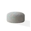 Homezia 24" Light Blue And Grey Canvas Round Seashell Pouf Ottoman -Home Furniture Shop 42d841d32c19493684d11eb84869a5a9