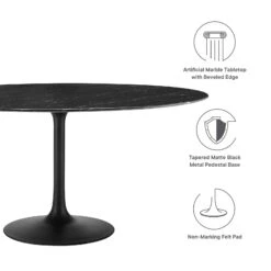 Modway - Lippa 60" Round Artificial Marble Dining Table Black Black 14 Modway - Lippa 60" Round Artificial Marble Dining Table Black Black -Home Furniture Shop 43dc6b0f82cf40b59ecc1873f09c22c9