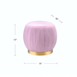 Round Ottoman With Gold Base In Pink -Home Furniture Shop 4430ba316fac49ba98a3d1943d243203