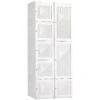 Portable Wardrobe Closet, Folding Bedroom Armoire, Clothes Storage Organizer With Cube Compartments, Hanging Rod, Magnet Doors, White
