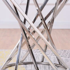 Set Of 1 Round Glass Top Side Table For Living Room- Black Grey Tempered Glass & Silver Stainless Steel Frame -Home Furniture Shop 459e6caba0514915a907b2d2b6182fdf