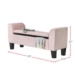 Velvet Bench With Storage In Pink -Home Furniture Shop 467785fb896c49438549c2b4fa1fa518