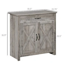 32" Farmhouse Barn Door Style Sideboard, Buffet Cabinet, Coffee Bar For Kitchen, Living Room Or Entryway, Grey Wash 10 32" Farmhouse Barn Door Style Sideboard, Buffet Cabinet, Coffee Bar For Kitchen, Living Room Or Entryway, Grey Wash -Home Furniture Shop 471c760d3f5541f2b31ec49205c82bba