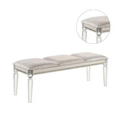Leatherette And Wood Bench In Pearl White Finish 10 Leatherette And Wood Bench In Pearl White Finish -Home Furniture Shop 476f399312ef424c95e6bc697c40c800