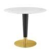 Modway - Zinque 36" Artificial Marble Dining Table Gold White -Home Furniture Shop 47860f0d262044e382484fa6f1a89ed7