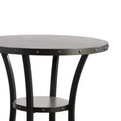 36 Inch Round Wood Bar Table With Flared Legs, Gray- Benzara -Home Furniture Shop 47b6f08c5397447598f03c62ec788284
