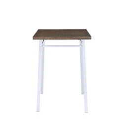 Contemporary Style Square Wood And Metal Bar Table, Brown And Silver-Benzara