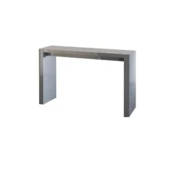 Joey 60 Inch Modern Bar Table, Lacquered Gray Finish, Composite Wood Frame-Benzara